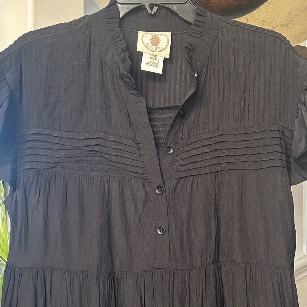 Chic Black Ruffled Mini Dress - Picture 3 of 3